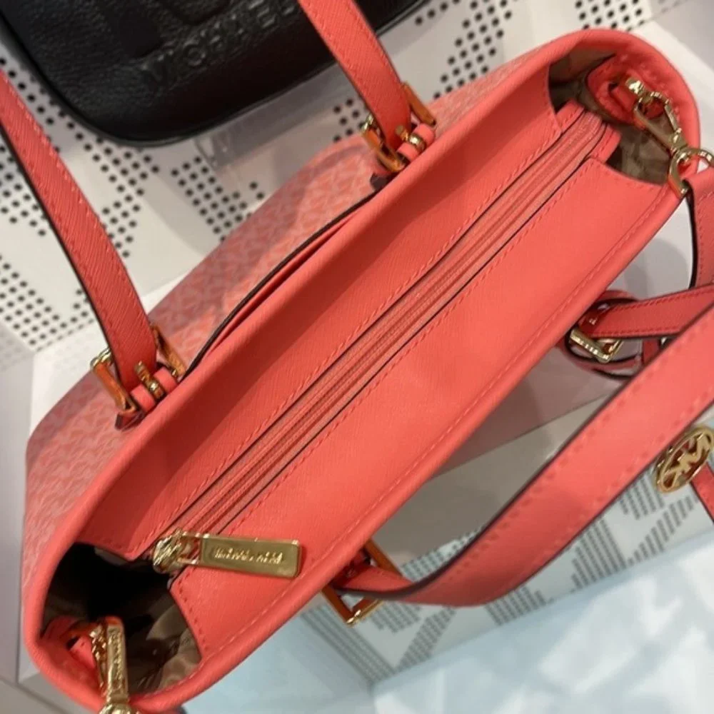 Michael Kors Jet Set Travel XS Carryall Tote Top Zip Tote Grapefruit - Picture 4 of 16